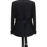 Double-breasted virgin wool Blazer with belt