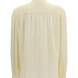 Bow Blouse with embroidered shoulders