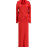 Long open-back Dress with high neck