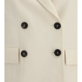 Fluid twill Jacket in viscose and linen with monile