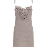 Crêpe mini Dress with floral appliqués