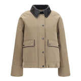 Padded down Jacket with leather collar