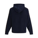Check Trim Cotton Zip Hoodie
