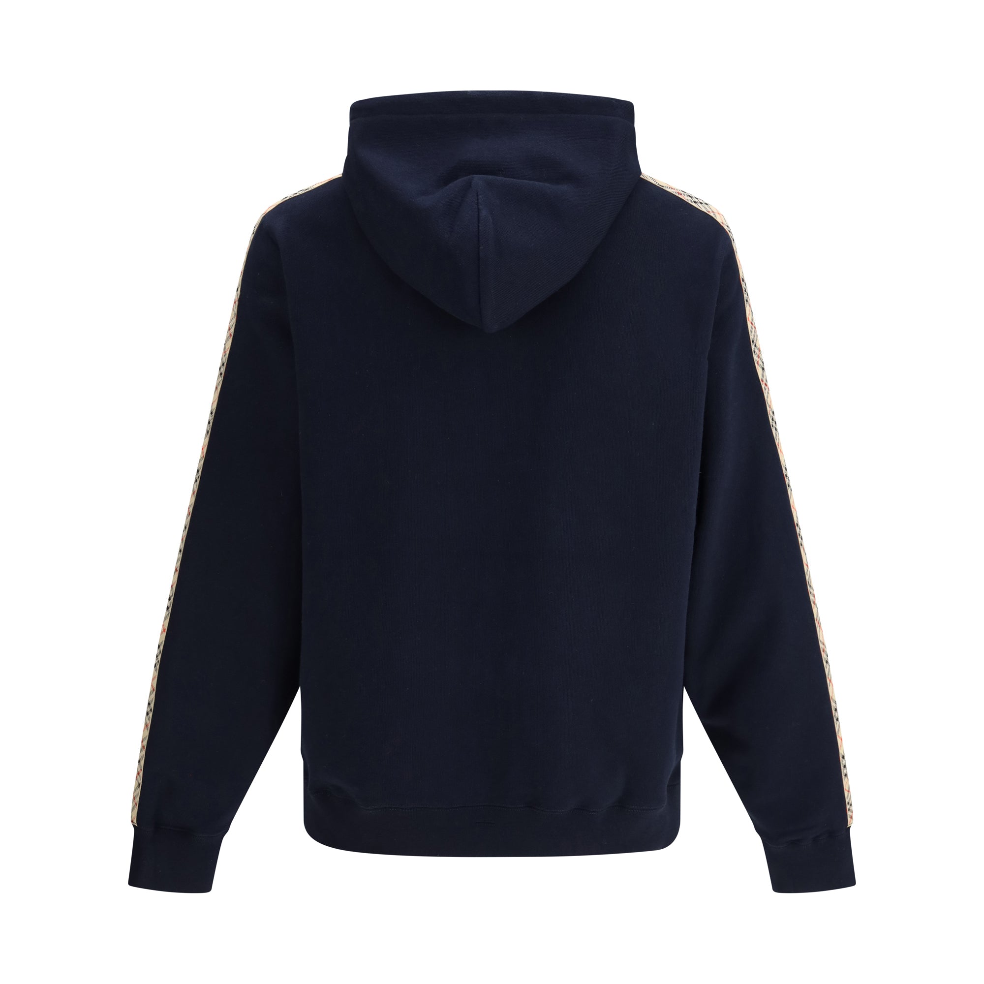 Check Trim Cotton Zip Hoodie