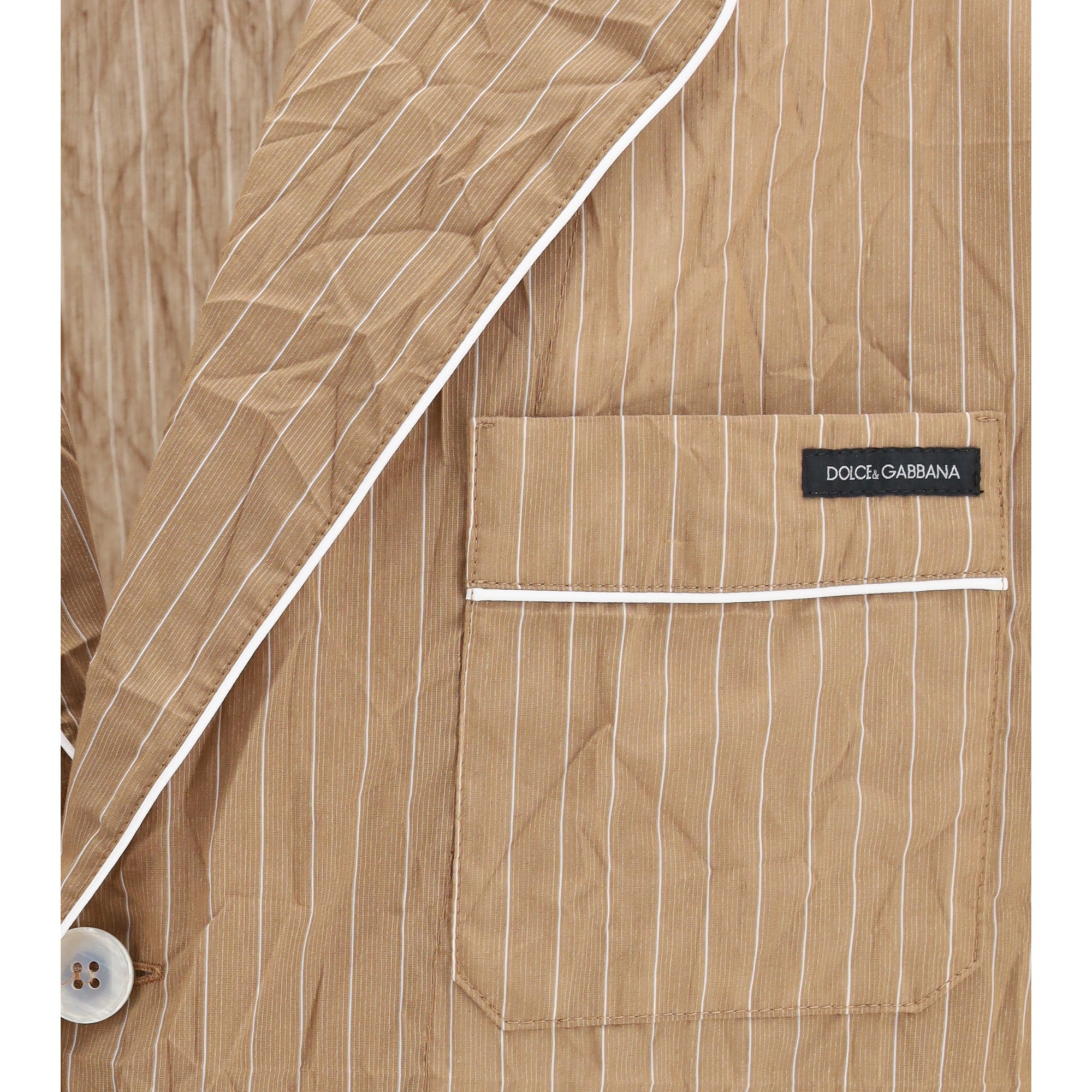 Vanity Shirt-style robe in froissé striped fabric