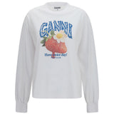 Strawberry long-sleeve cotton T-shirt