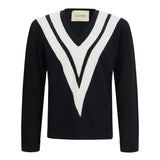 Sweater in virgin wool with intarsia V detail