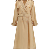 Double-breasted Trench in georgette bonded with silk chiffon