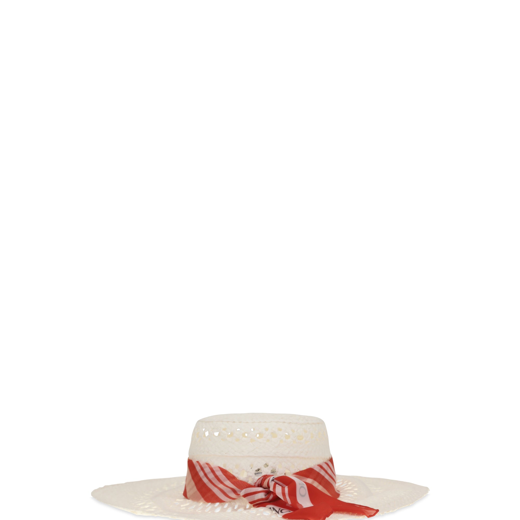 Wide-brim Hat with vichy print silk scarf