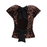 Sequin Top with bow back