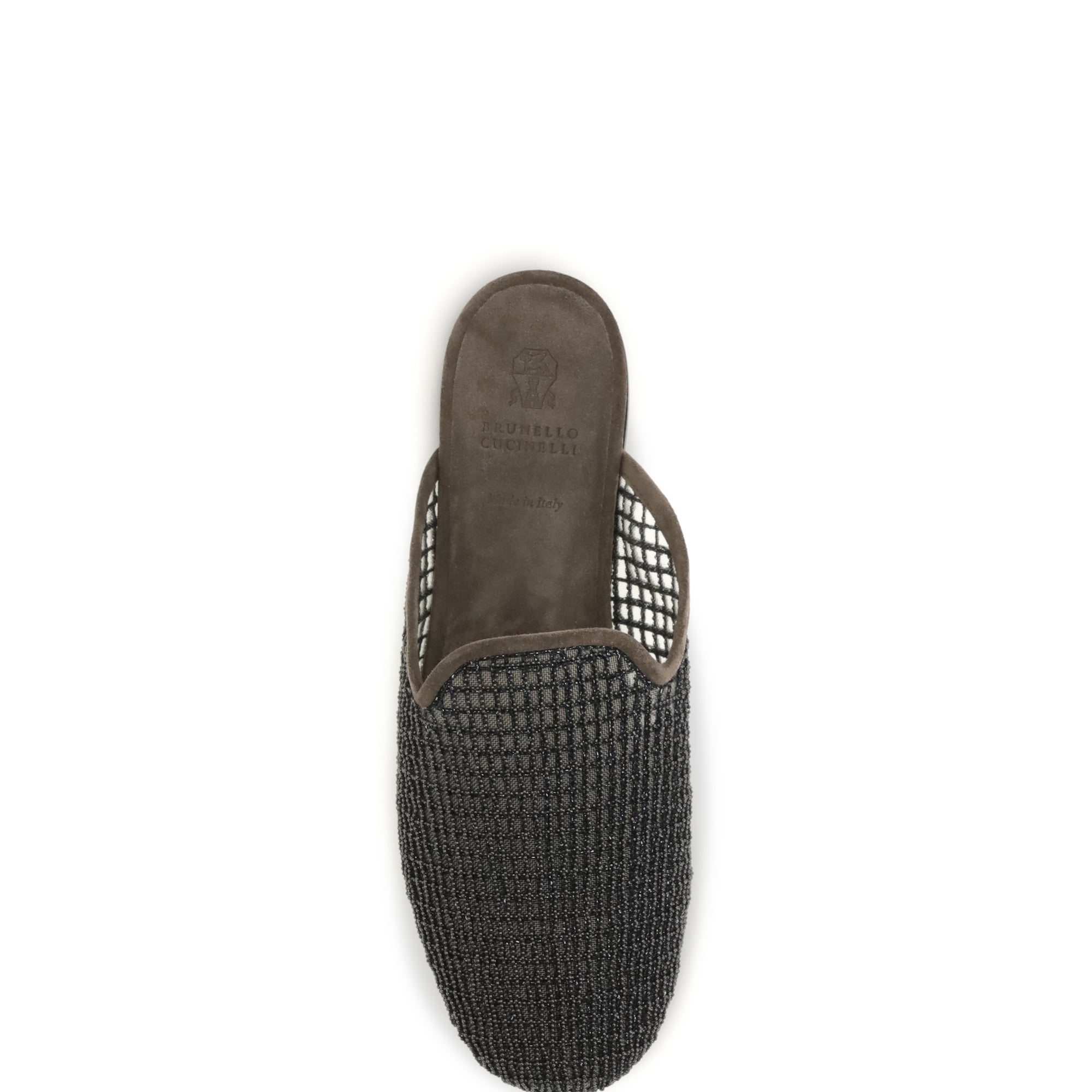 Suede Mules with Precious Net Embroidery