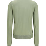Cardigan crewneck in viscose with embroidered logo