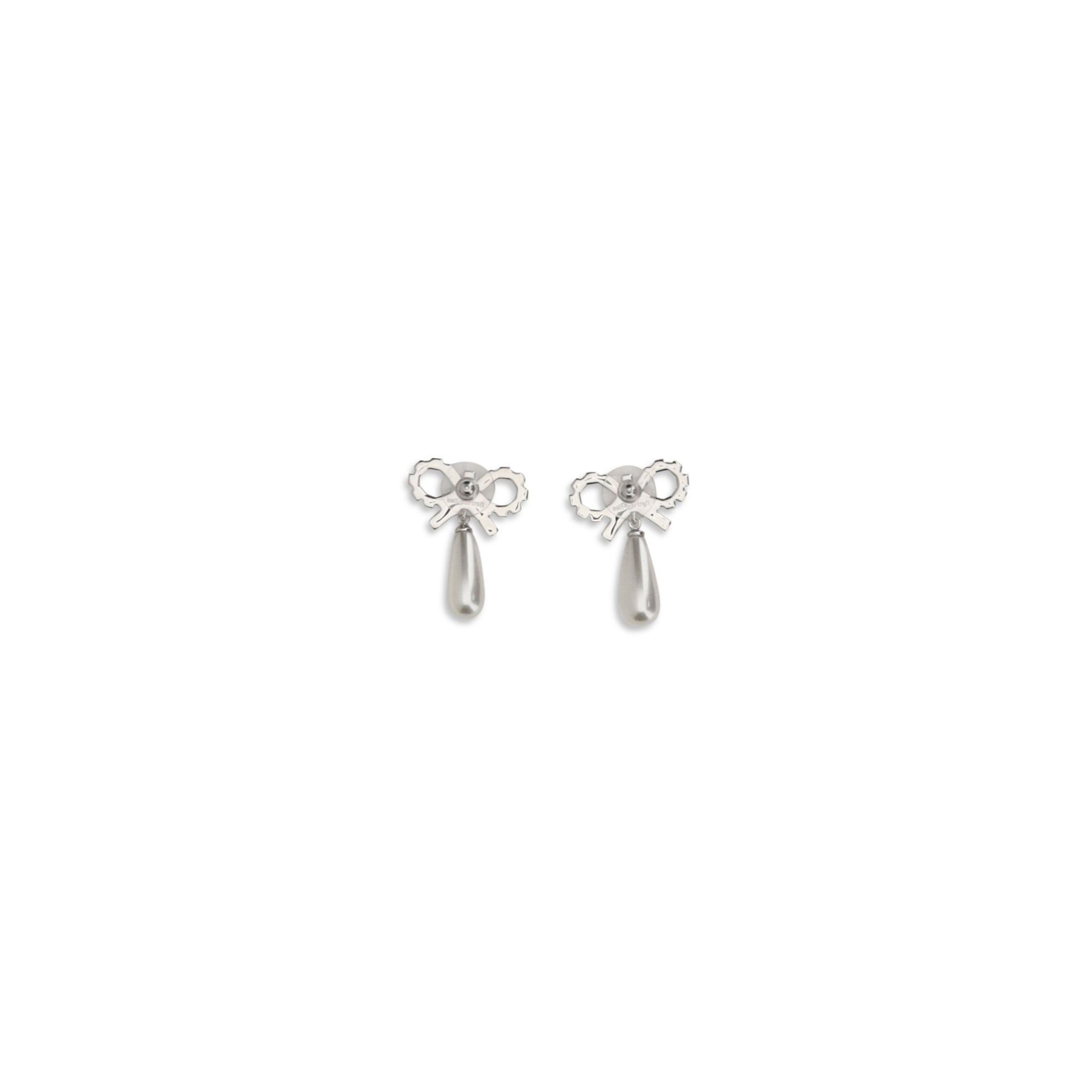 Crystal bow pearl Earrings
