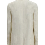 Single-Breasted pinstriped linen Blazer