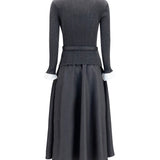 Knit and twill midi Dress