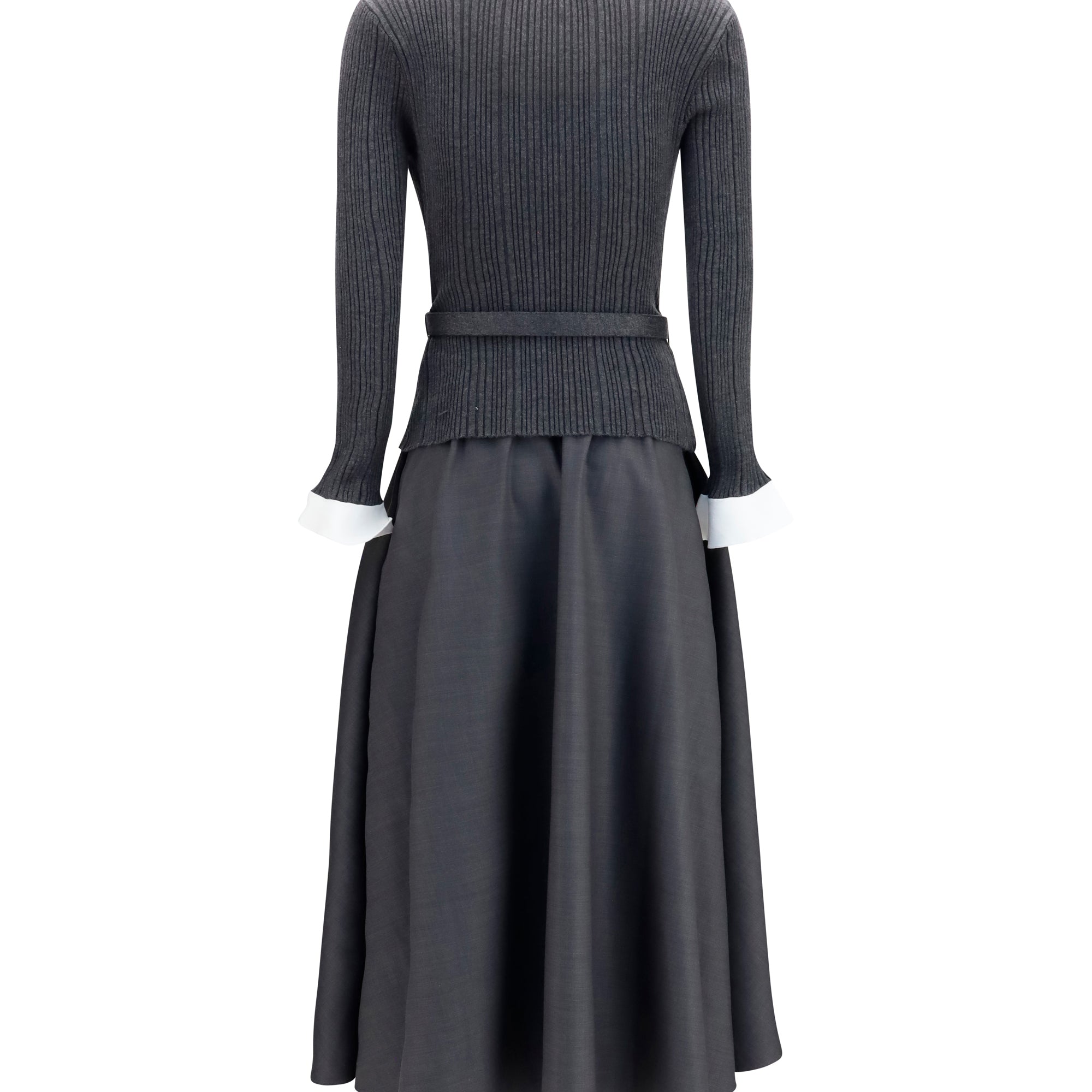 Knit and twill midi Dress