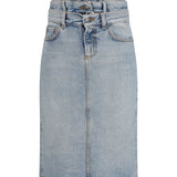 Midi denim Skirt with triple layer