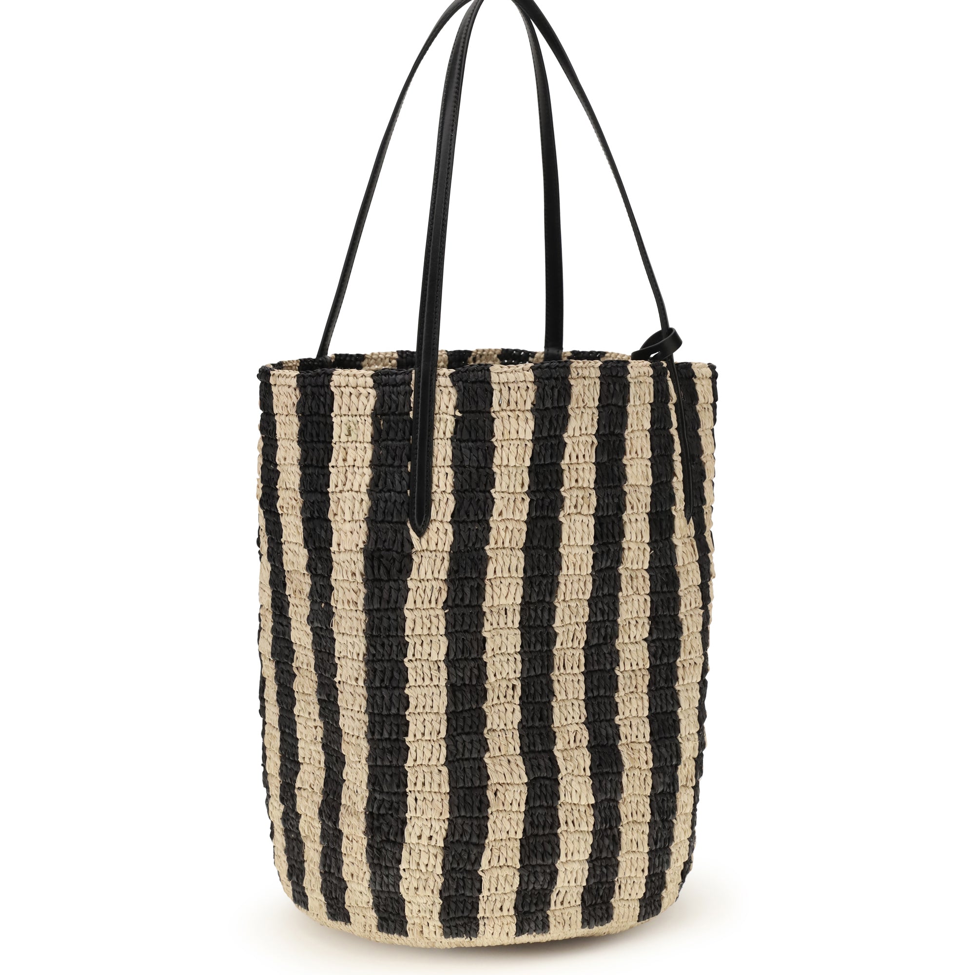 Striped raffia Bucket Bag