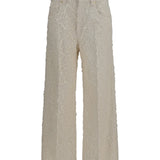 Square-leg dyed furry Pants with monili