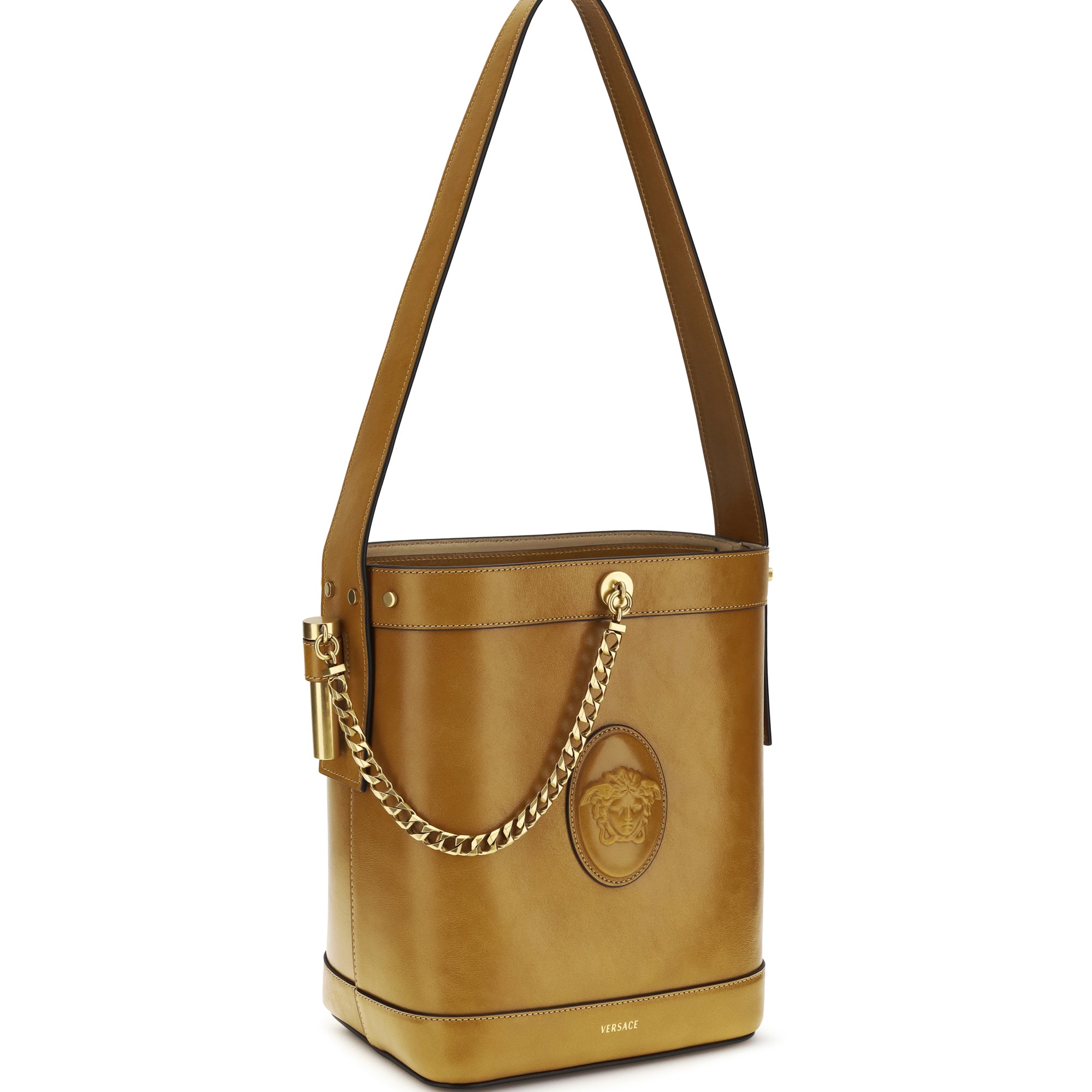 Small leather Pivot Bucket Bag