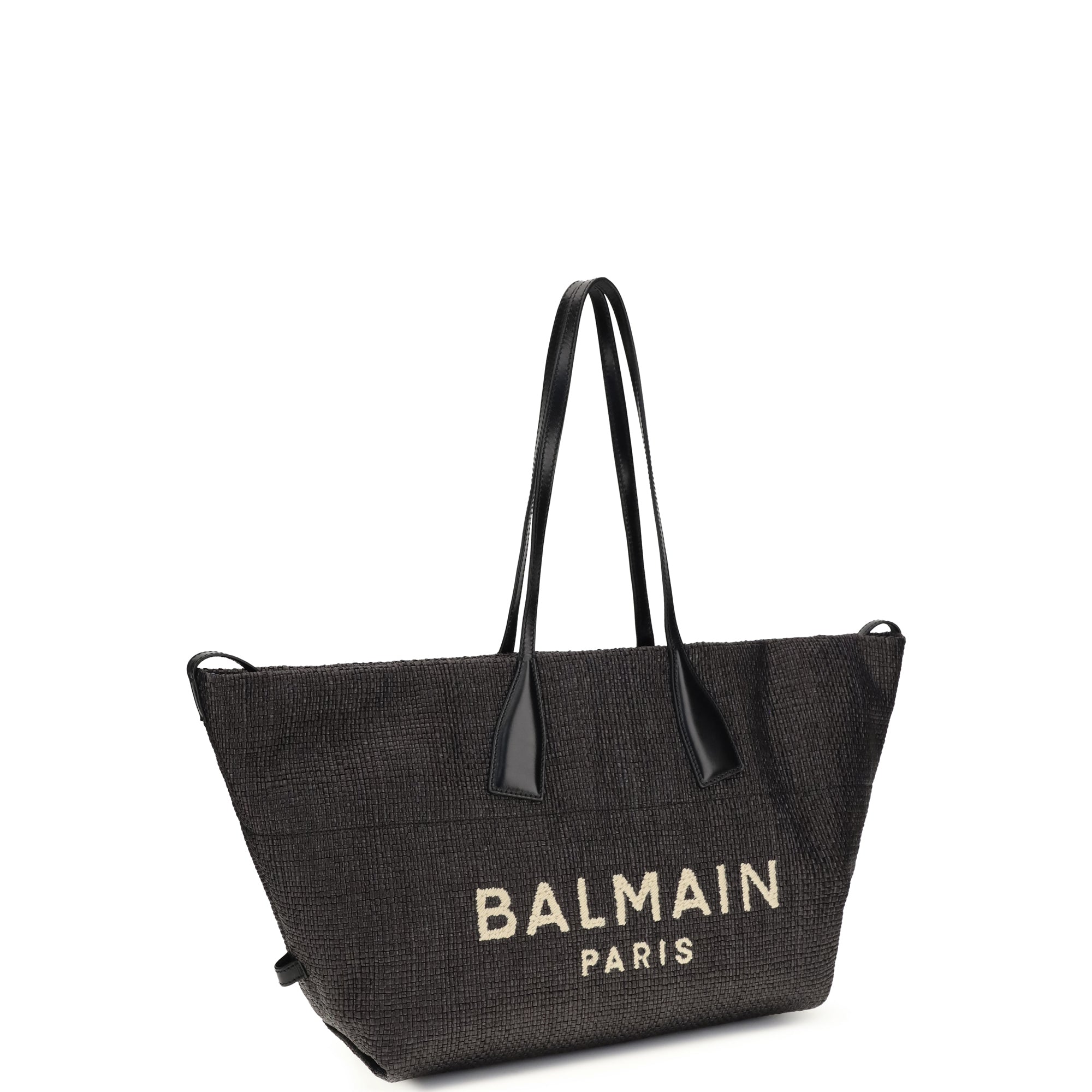 Track Shoulder Bag in leather and raffia