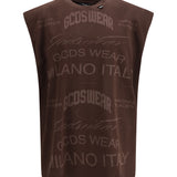 History Sleeveless T-Shirt in cotton with all-over “History” print