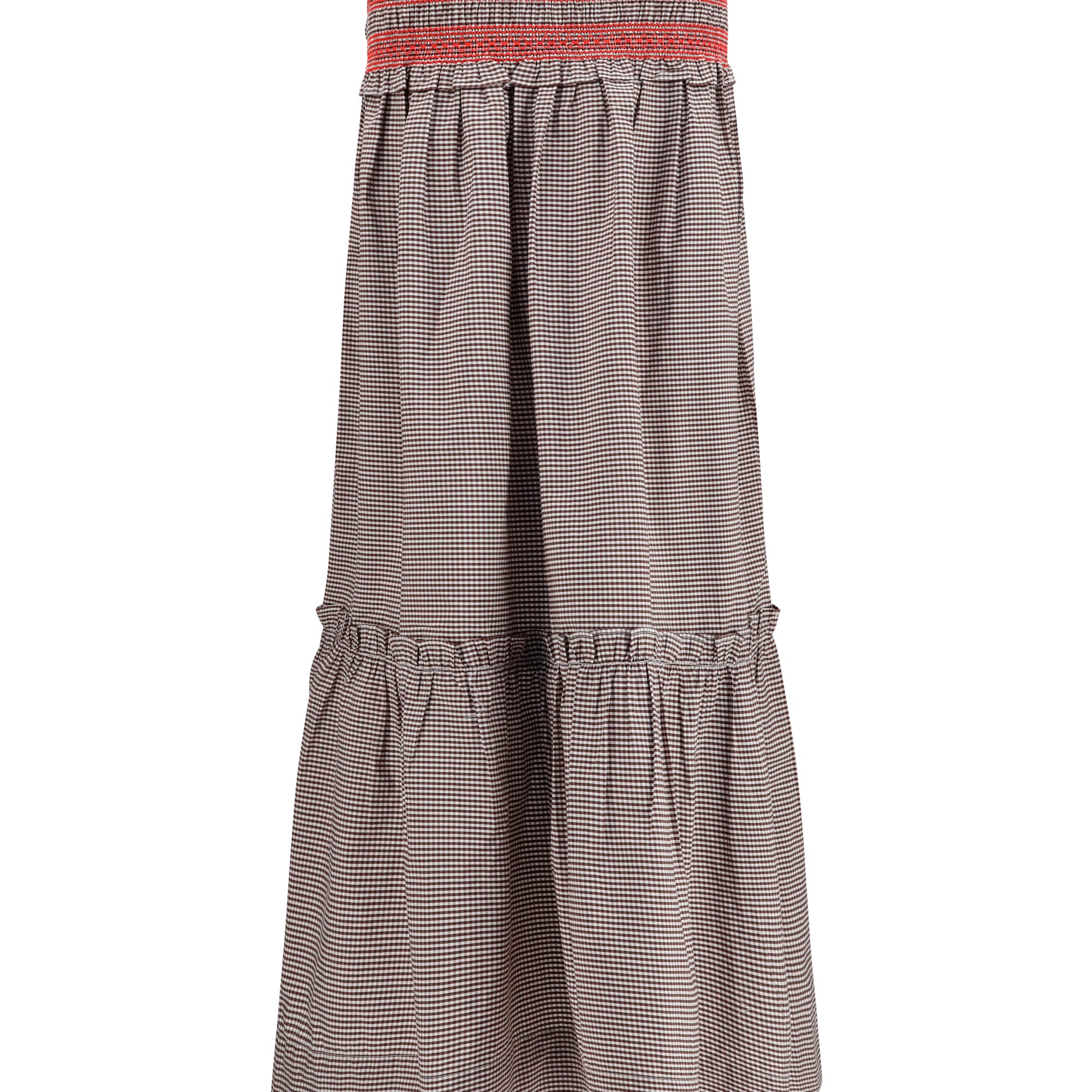 Checked cotton Skirt with gathered waist