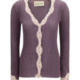 Lurex knit Cardigan with lace