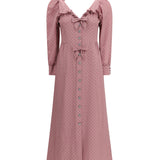 Polka Dot Midi Dress with Ruffles
