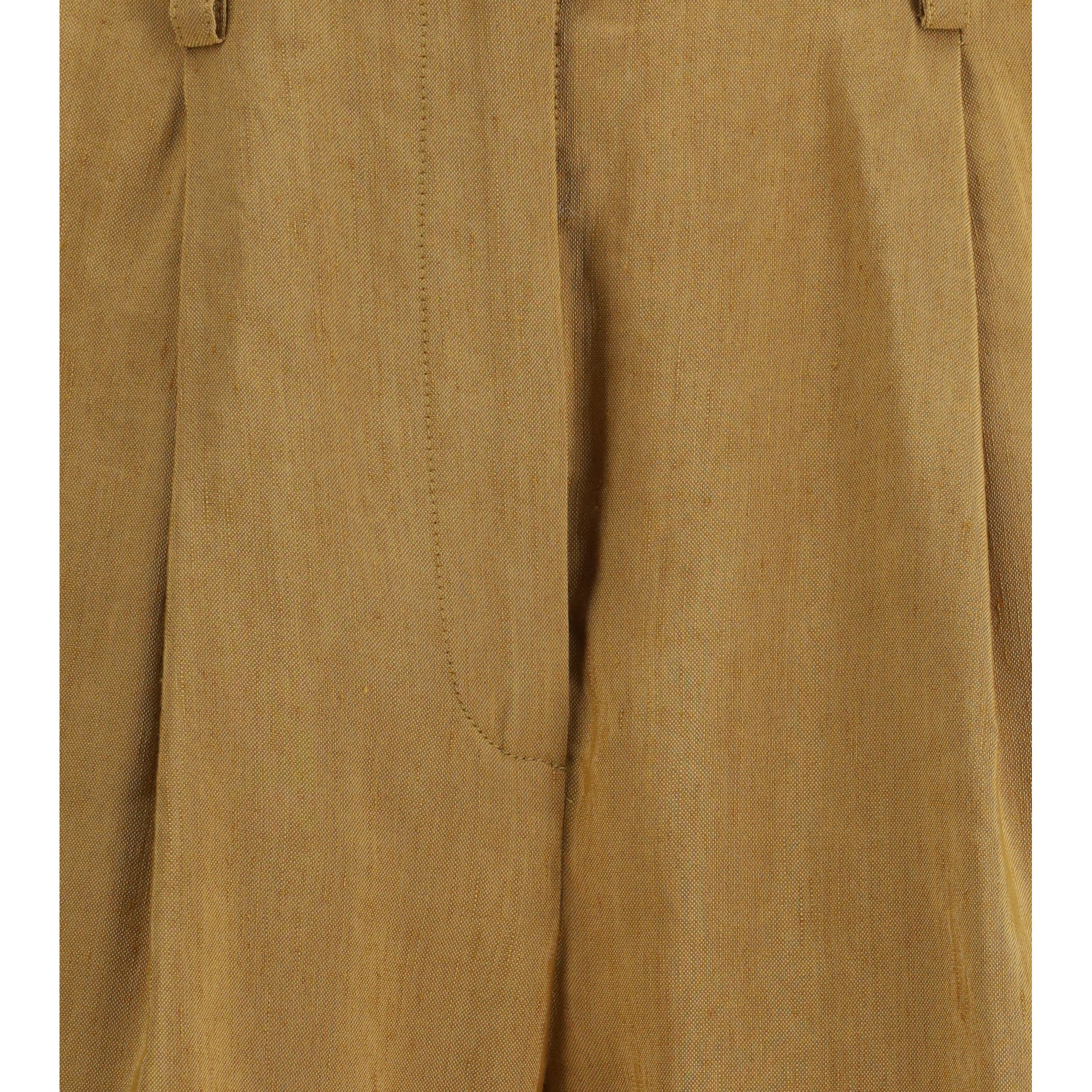 Slubbed linen and viscose Bermuda Shorts with hook and zip closure