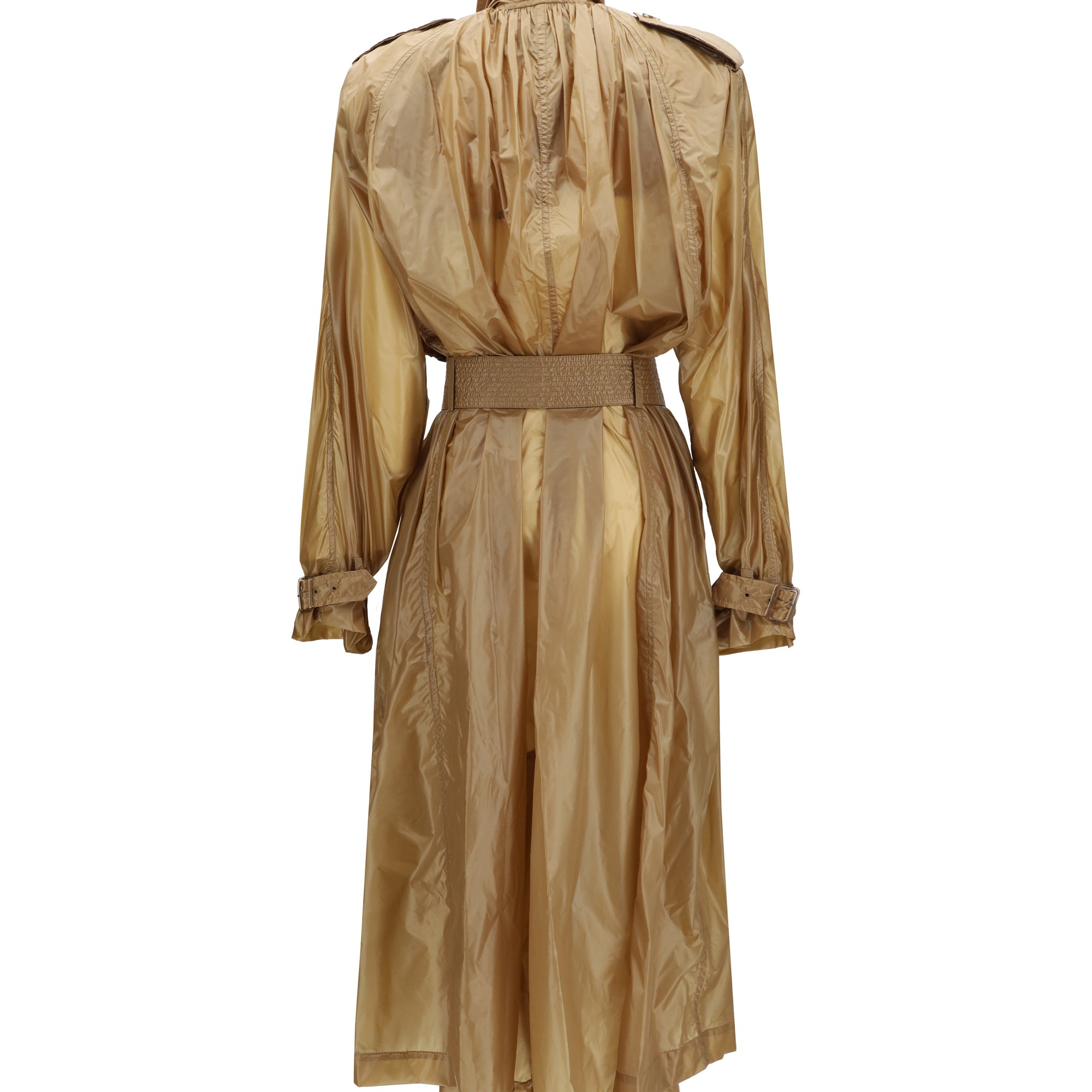 Translucent technical fabric Trench with lavallière collar