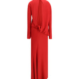 Long open-back Dress with high neck