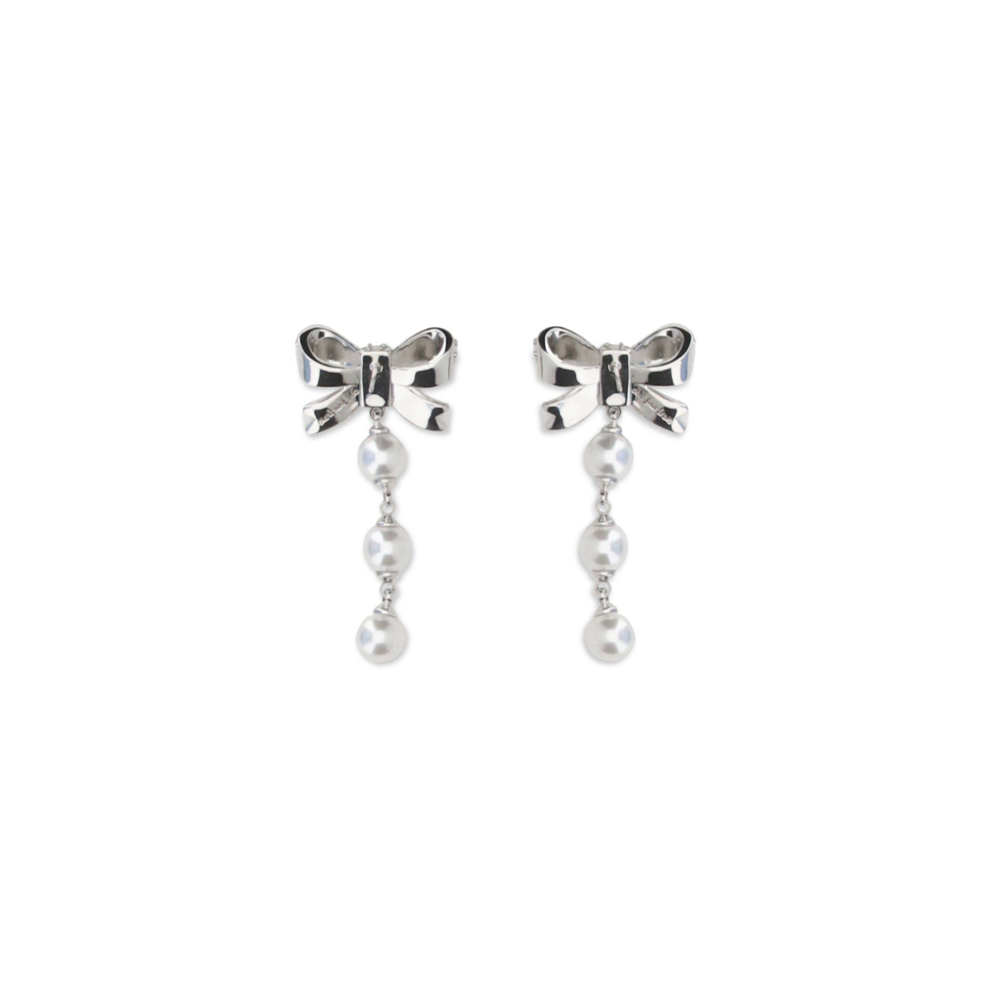 Crystal bow and pearl drop Earrings