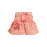 Mini Bubble Skirt in denim with appliqué roses