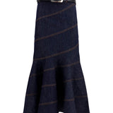 Denim midi Skirt with belt