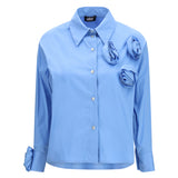 Shirt with appliqué roses
