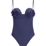One-piece swimsuit with rose detail