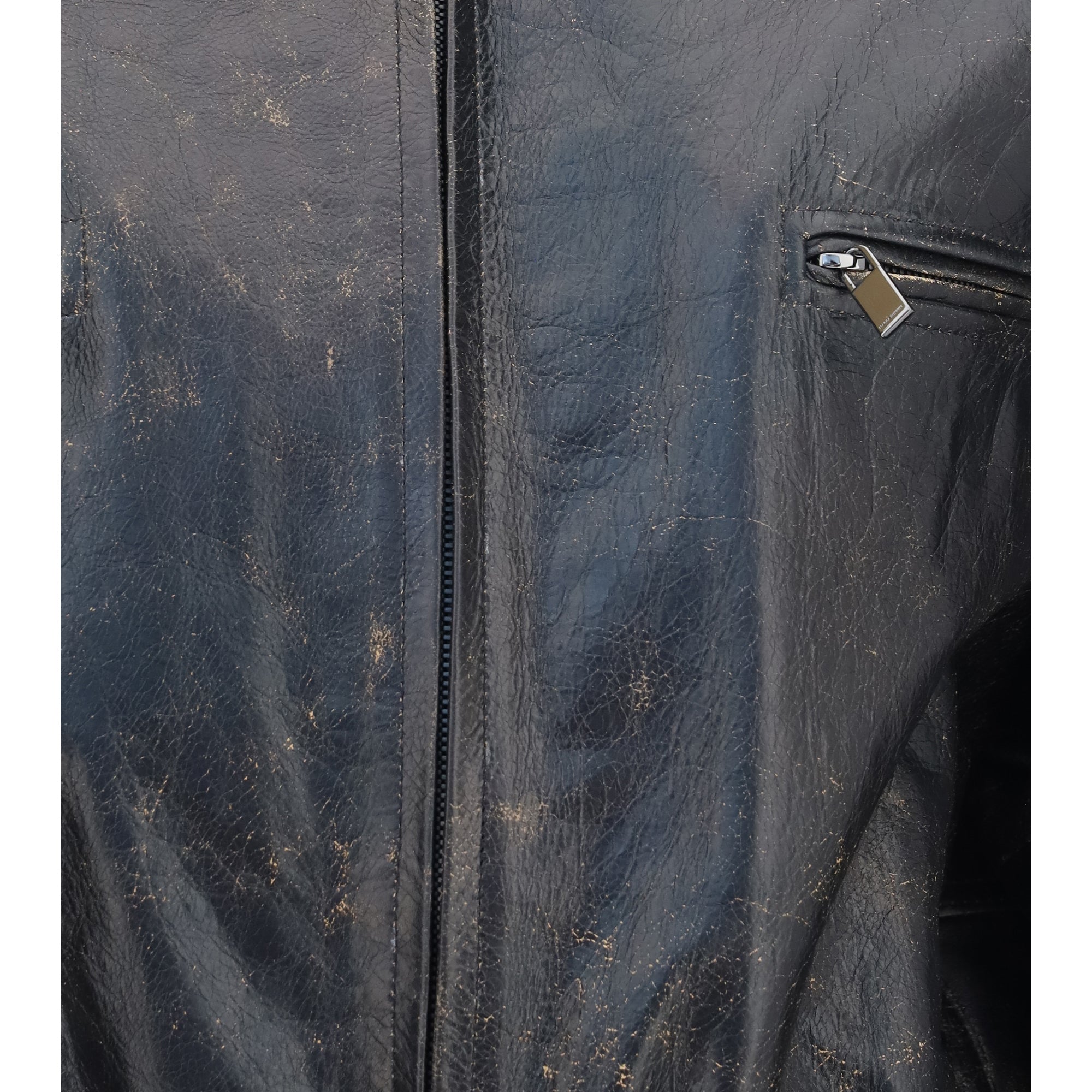 Vintage leather Jacket with drawstring