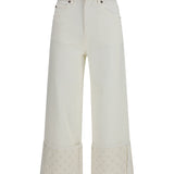 T Monogram Contrast Cuff Straight-Leg Jeans