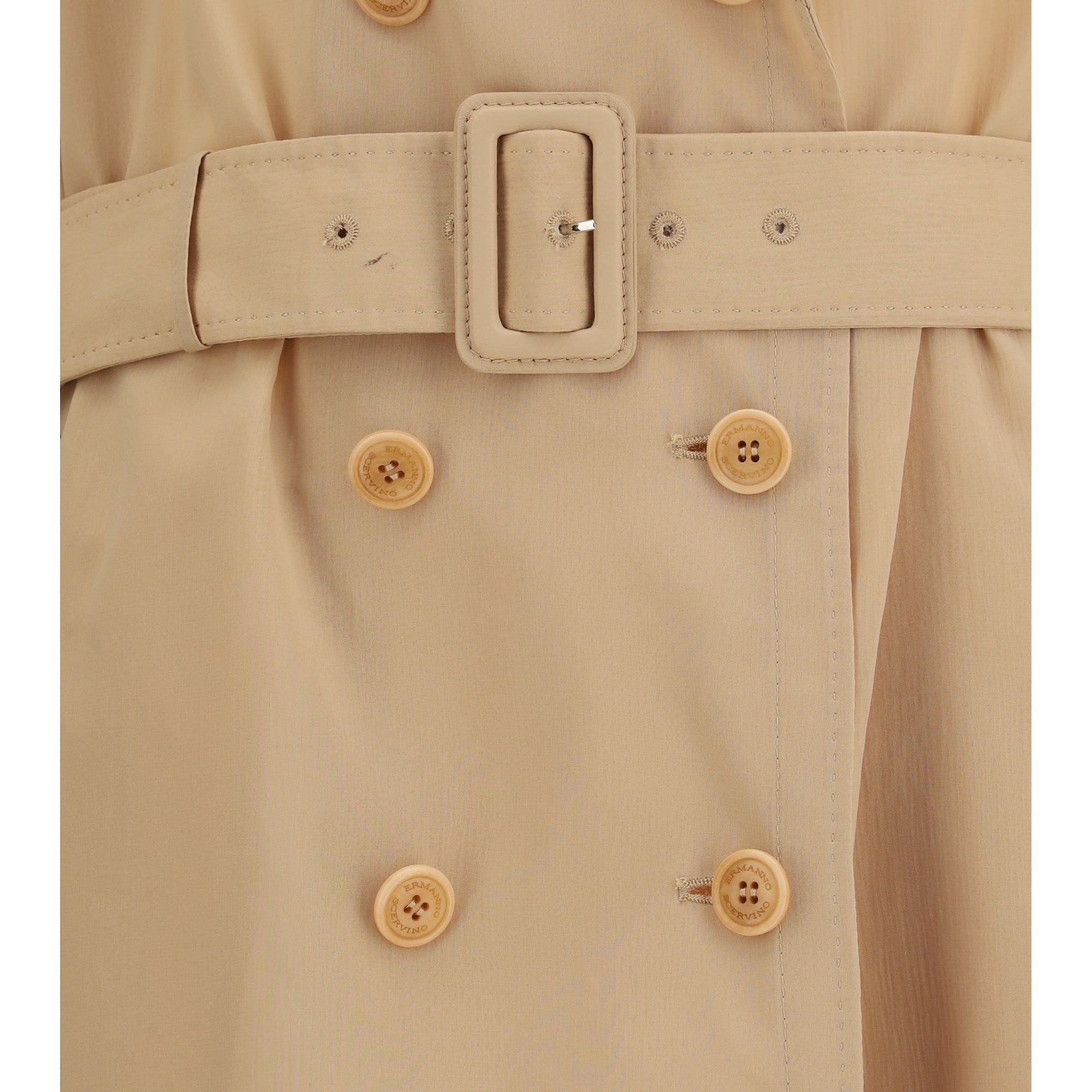Double-breasted Trench in georgette bonded with silk chiffon