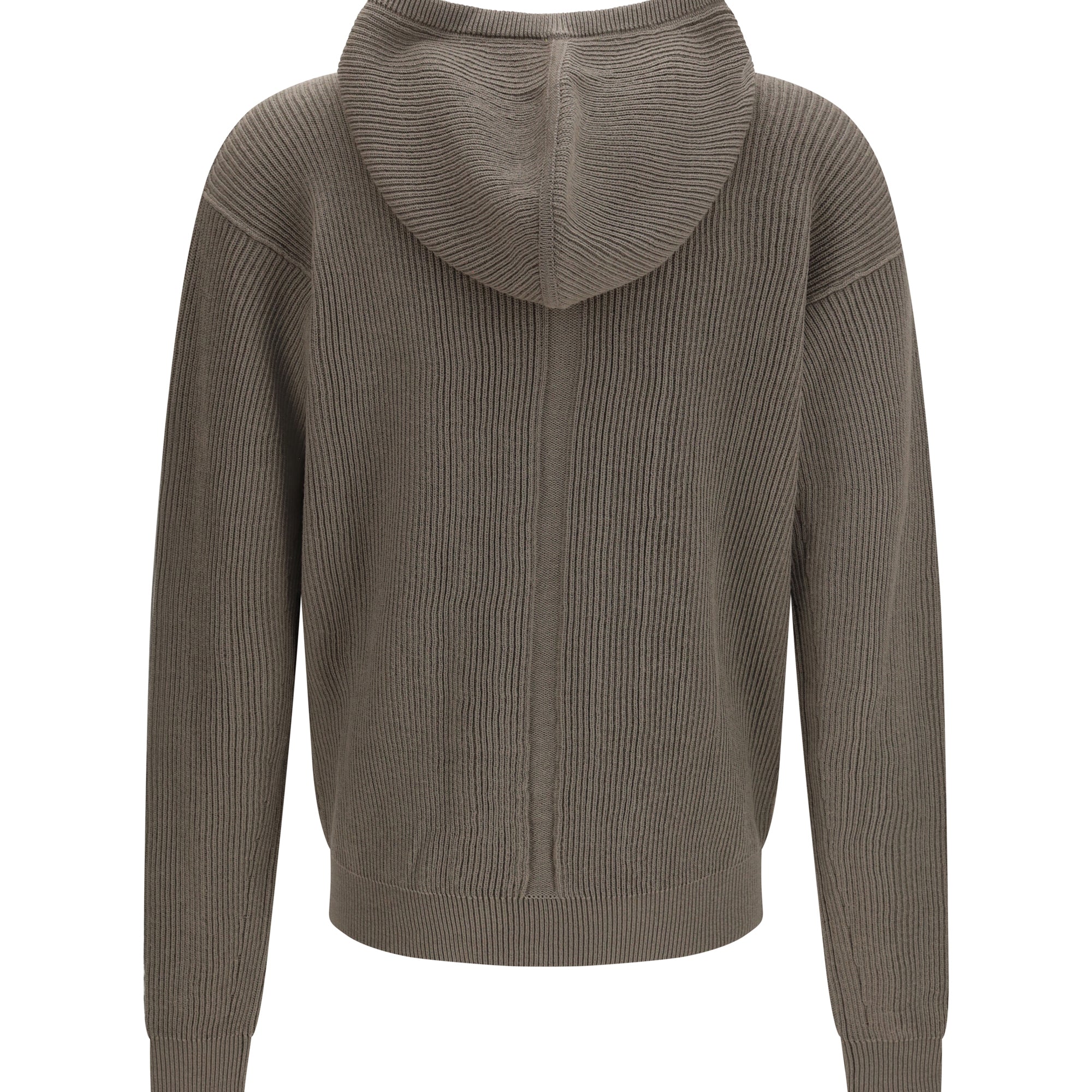 Ribbed virgin wool knit Hoodie