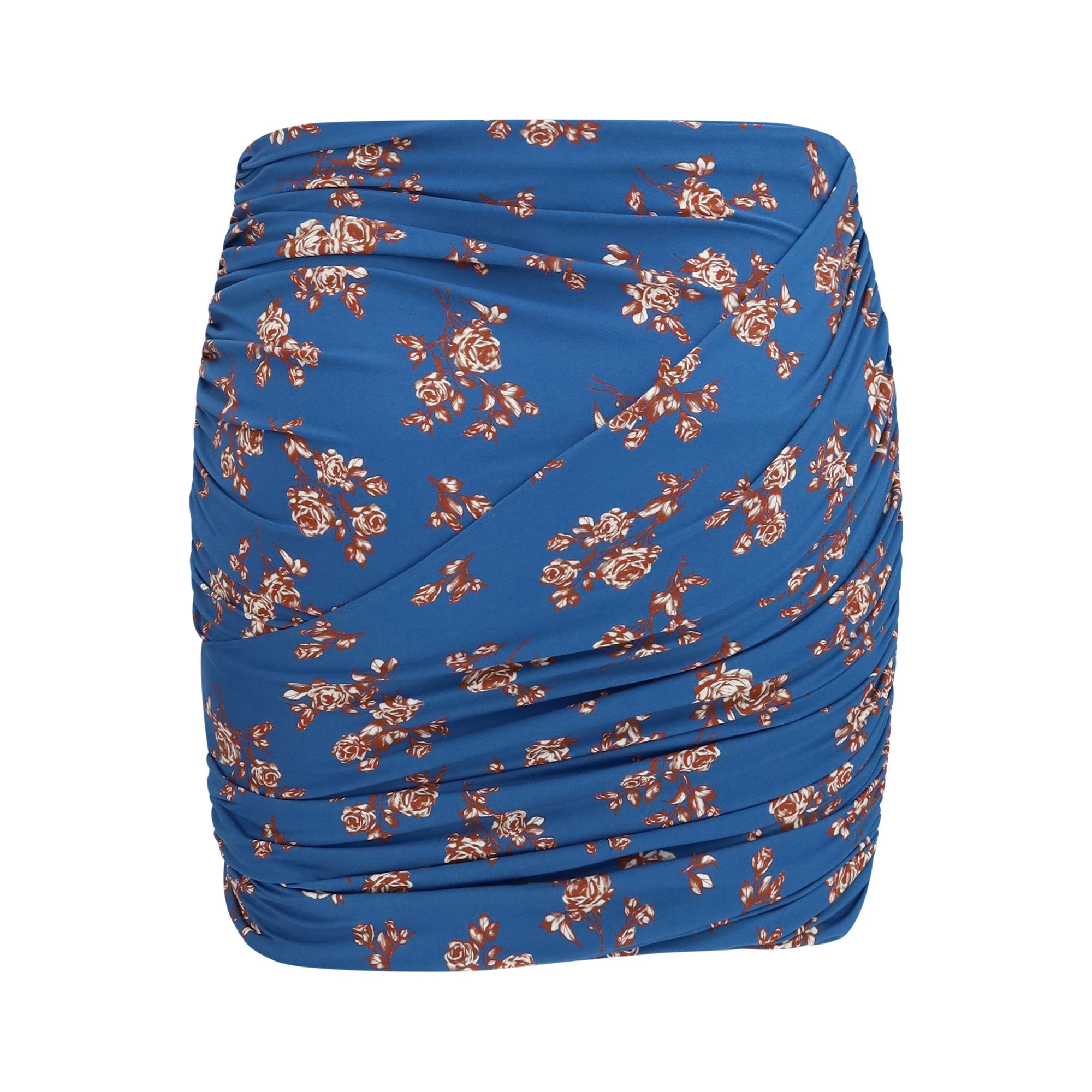 Draped floral-print swim Mini Skirt