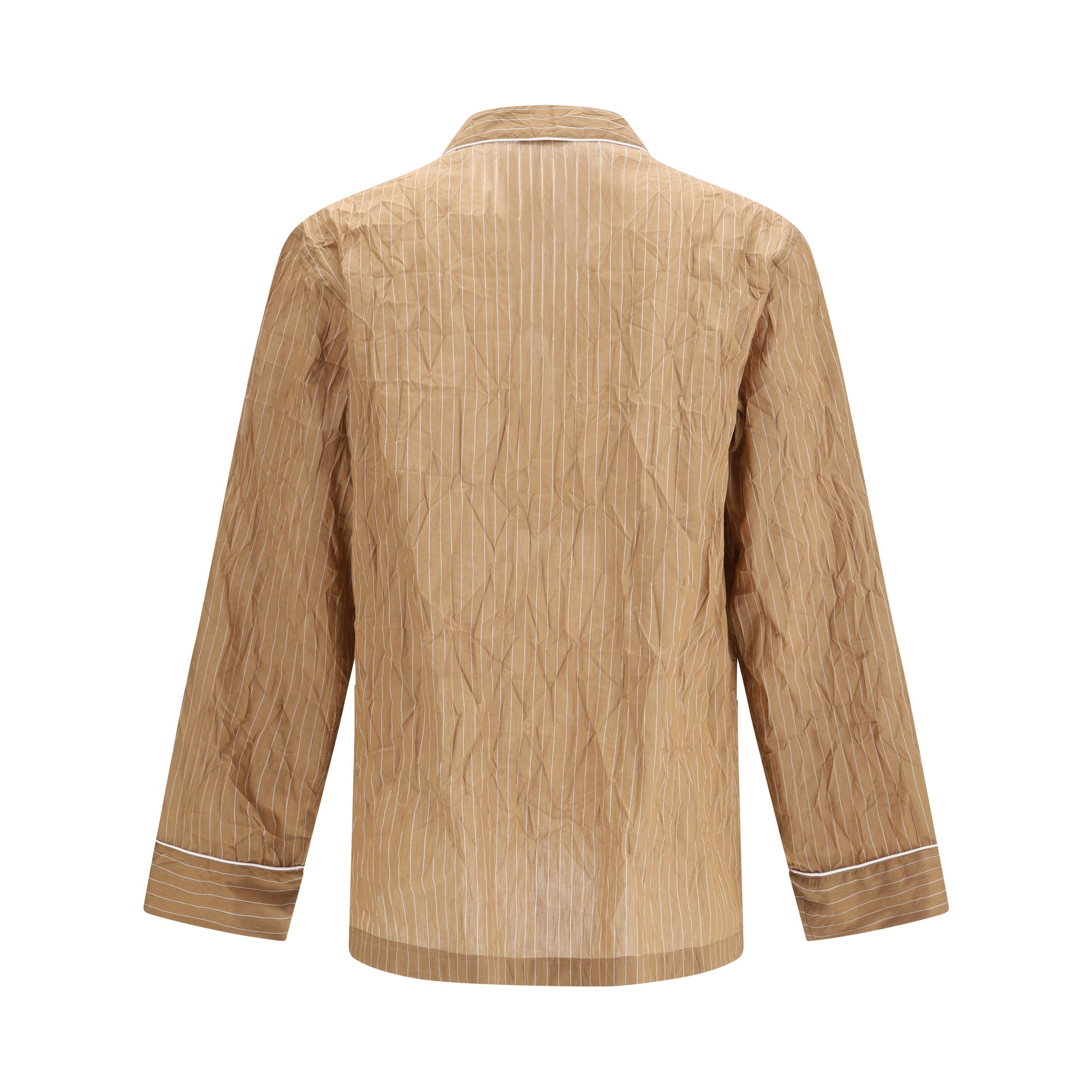 Vanity Shirt-style robe in froissé striped fabric