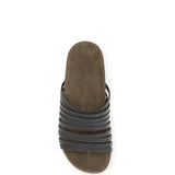 Lace-up Slides with monili embellishment