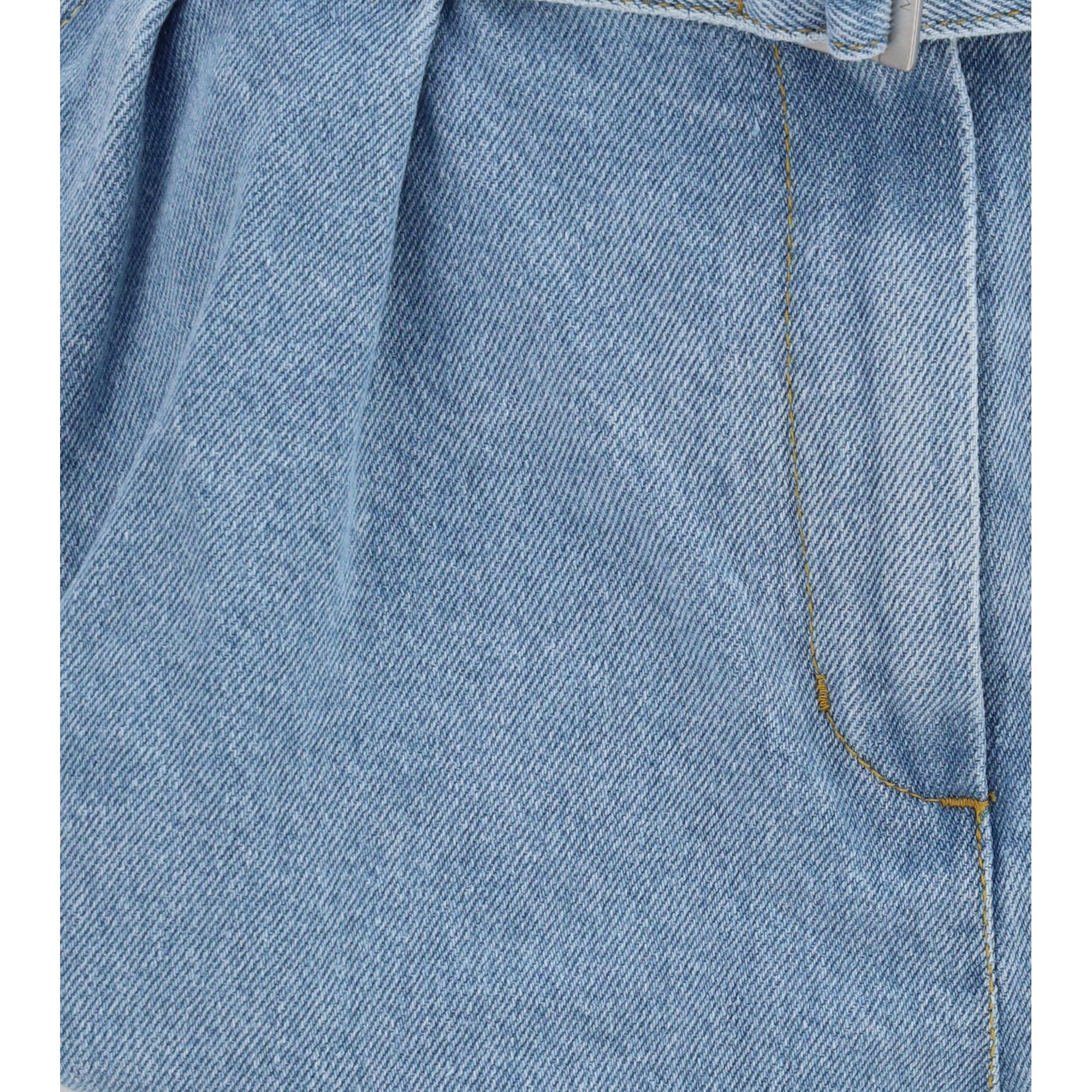 Flared denim Shorts with undershorts