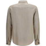 Crossover Overshirt in a linen, wool and silk blend