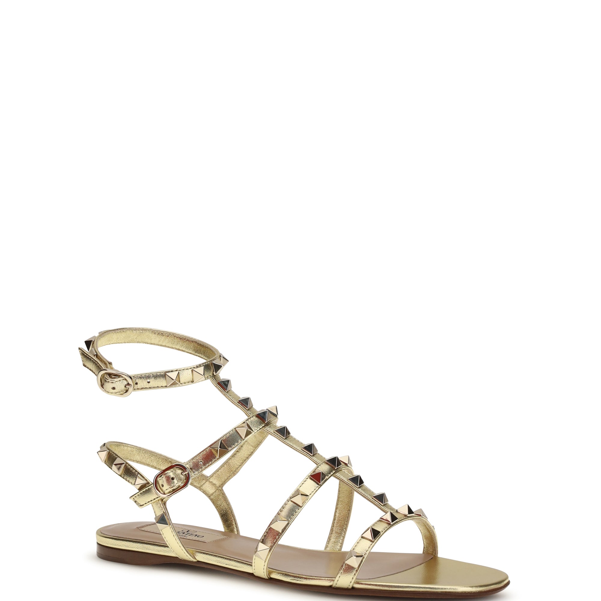 Rockstud flat Sandals laminated leather