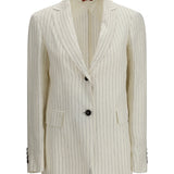 Single-Breasted pinstriped linen Blazer