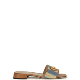 VLogo Signature raffia slide Sandals