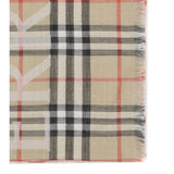 Wide wool and silk Check Scarf with EKD